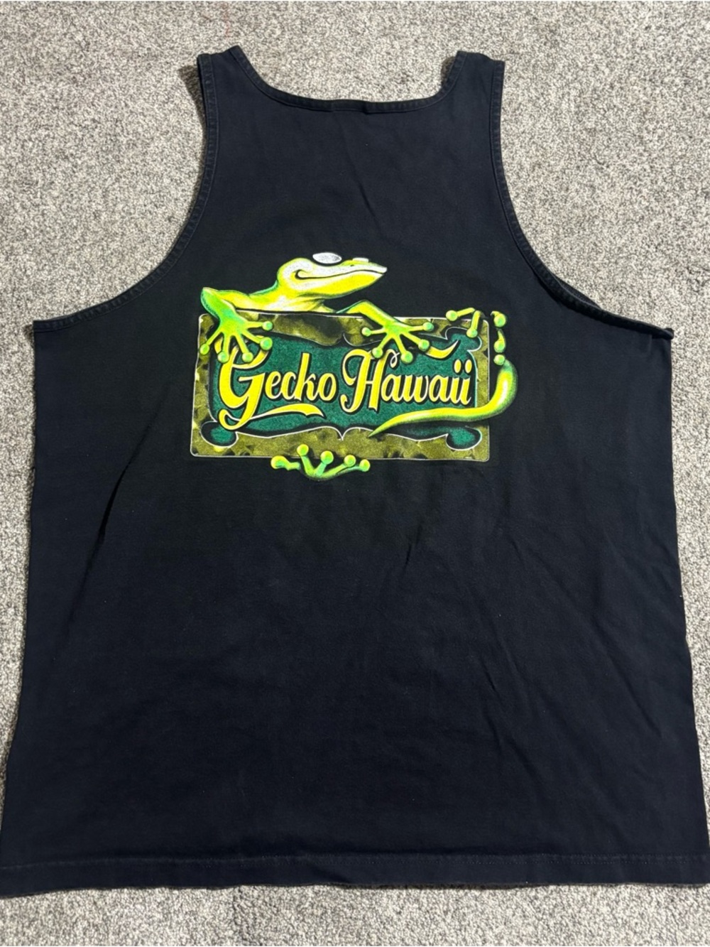 Gecko Hawaii Black Graphic Tank Top